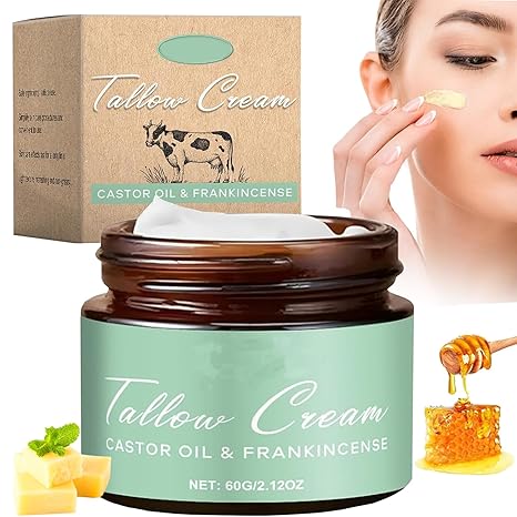 Organic Whipped Tallow Balm with Castor Oil & Frankincense for Natural Skincare & Moisturizing